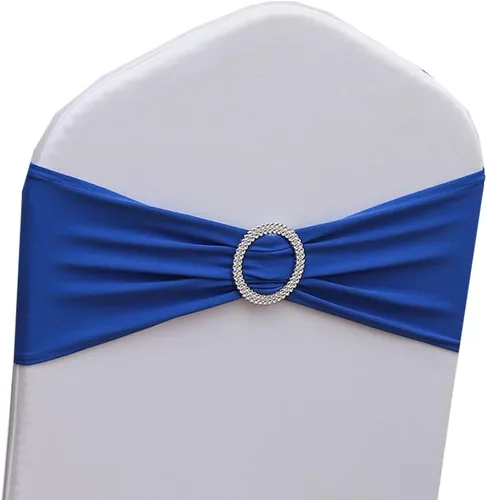 Miniatura 18 de Bandas para Sillas Azul Bebé Paquete de 100, Bandas para Sillas de Spandex Azul Claro para Boda Fiesta Cumpleaños Fundas de Sillas Plegables