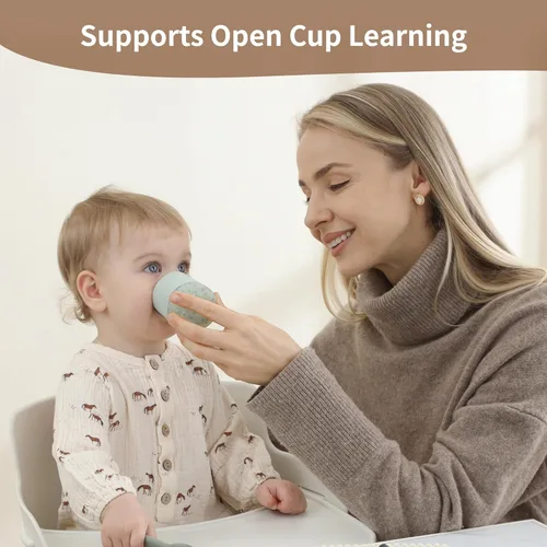 Miniatura 3 de Moonkie Tazas de silicona para bebés de 4 meses en adelante Pequeñas tazas de entrenamiento abiertas para bebés con confeti espolvoreado