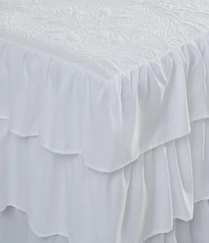 Miniatura 4 de CHIXIN Colcha con falda con volantes, tamaño Queen, caída de 30 pulgadas de largo, estilo Shabby Chic, funda de cama ligera, juego de 3 piezas, 3