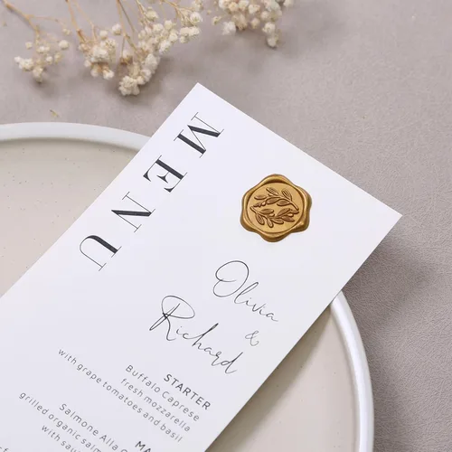 Miniatura 4 de UNIQOOO Calcomanías de sello de cera, calcomanías de sello de invitación de boda de rama de olivo, 50 calcomanías autoadhesivas de oro antiguo, Rama