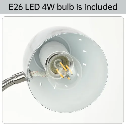 Miniatura 2 de Lámpara de mesa de diseños simples para cuidar los ojos, lámpara de escritorio básica de metal LED E26 con cuello de ganso flexible, lámpara