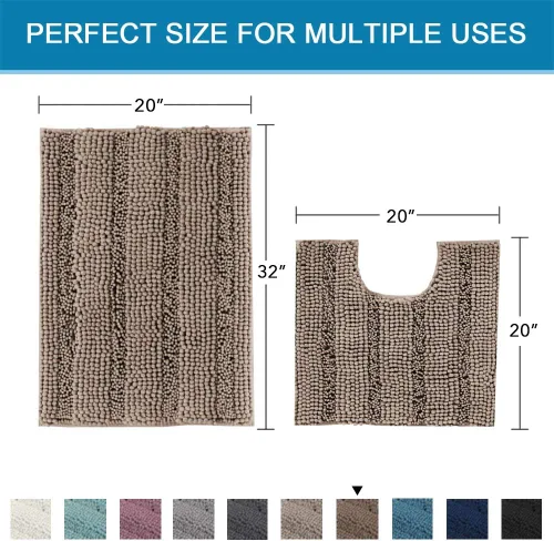 Miniatura 576 de H.VERSAILTEX Tapetes de baño antideslizantes para baño, alfombras de baño extragruesas de felpilla a rayas, tapetes de baño de 47" x 17", alfombras
