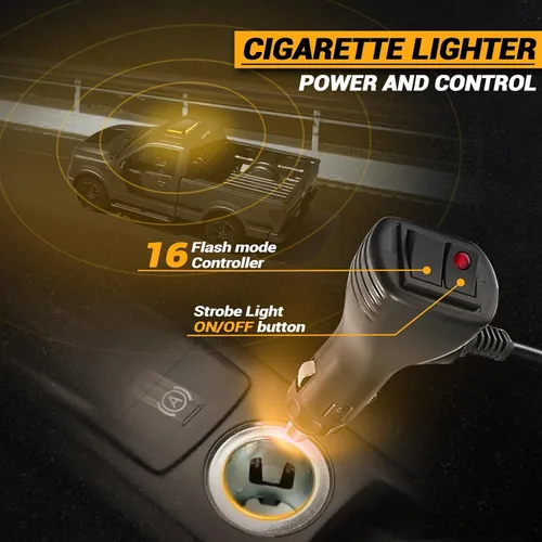 Miniatura 4 de Luces Estroboscópicas Magnéticas Ámbar de Techo para Camiones, Luz de Advertencia de Emergencia y Precaución para Vehículos y Automóviles