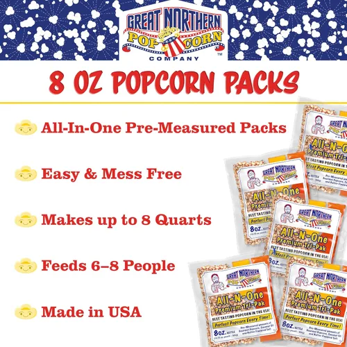 Miniatura 2 de Great Northern Popcorn Palomitas de maíz todo en uno, paquete de palomitas de maíz premedidas de 10.75 onzas para palomitas comerciales de 8 onzas