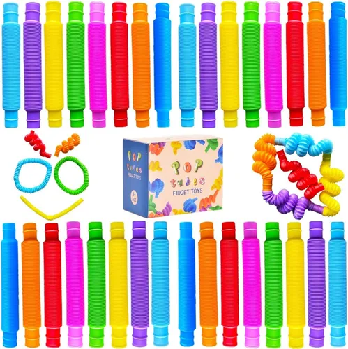 Paquete de 32 tubos de reventar burbujas, tubos para ansiedad para niños y adultos, juguetes sensoriales para aliviar el estrés y la ansiedad,