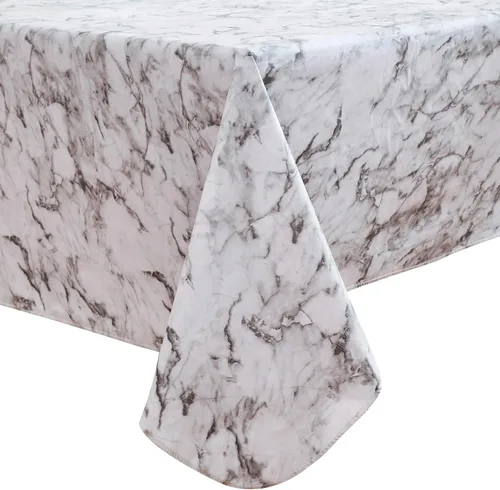 Miniatura 18 de Mantel de vinilo resistente con reverso de franela, mantel de plástico impermeable a prueba de aceite, resistente a las manchas, limpiable, cubierta