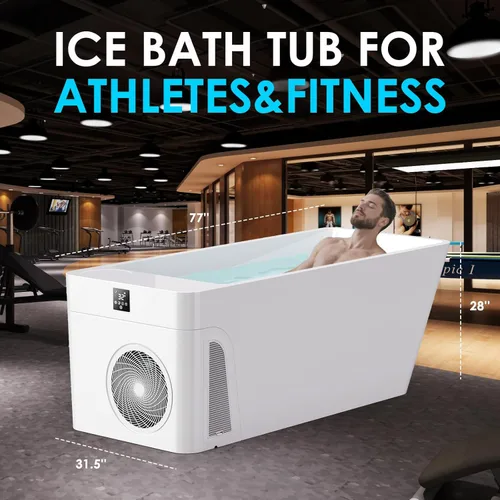 Miniatura 2 de ICEGALAX Bañera de hielo con enfriador de agua integrado (hasta 38 ℉), control de smartphone, diseño silencioso e independiente para recuperación