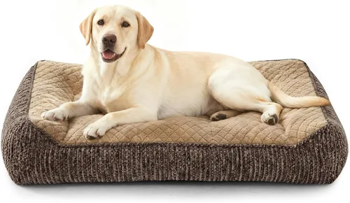 Miniatura 13 de JOEJOY Camas ortopédicas XL para perros de tamaño grande, extra gruesas, con apoyo y laterales, sofá cama ultrasuave para perros grandes, color Beige