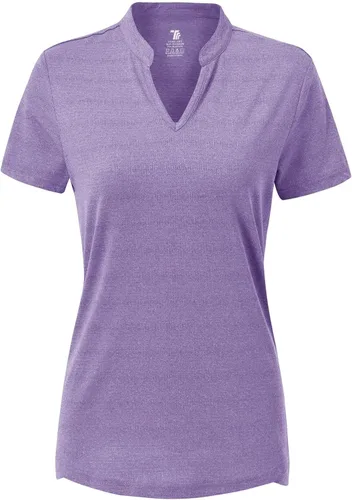 Miniatura 70 de Gopune Polo de golf con cuello en V para mujer, sin cuello, manga corta, ligera, de secado rápido, camisetas de tenis para correr
