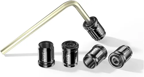 Miniatura 5 de Dsycar Paquete de 8 tapas de vástago de válvula de neumático de bloqueo con sello de goma, tapas de vástago de válvula de aluminio antirrobo