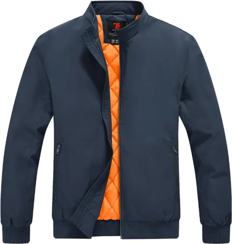 Miniatura 10 de Rdruko Chaquetas bomber ligeras de invierno para hombre, rompevientos, golf, casual, otoño, resistente al agua, elegante abrigo acolchado