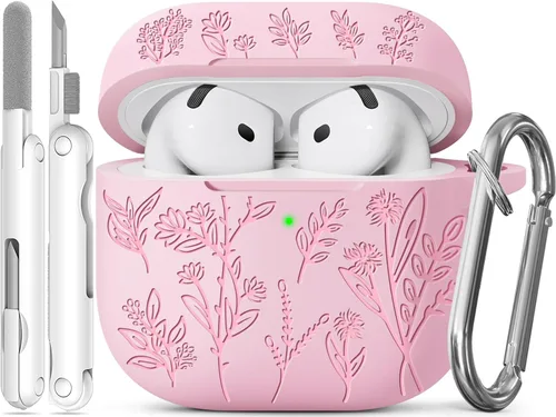 Miniatura 22 de Funda para Airpods Pro 3 con tapa magnética, fundas grabadas con flores para Apple AirPods Pro de 3ª generación 2025, funda de silicona suave