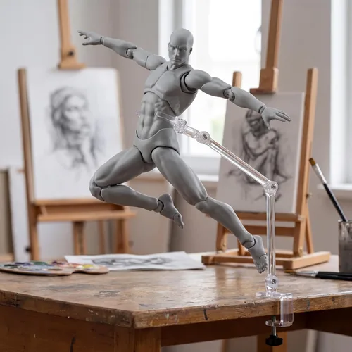 Miniatura 4 de AXITWXIT Cuerpo Kun Artista Maniquí Figura Suministros de Dibujo Herramientas de Dibujo, Maniquí para Artistas Figuras de Dibujo Modelo para Gris