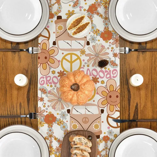 Miniatura 4 de Artoid Mode Camino de mesa con diseño de margaritas y flores, diseño de corona flotante para cocina, comedor, decoración para exteriores y fiestas
