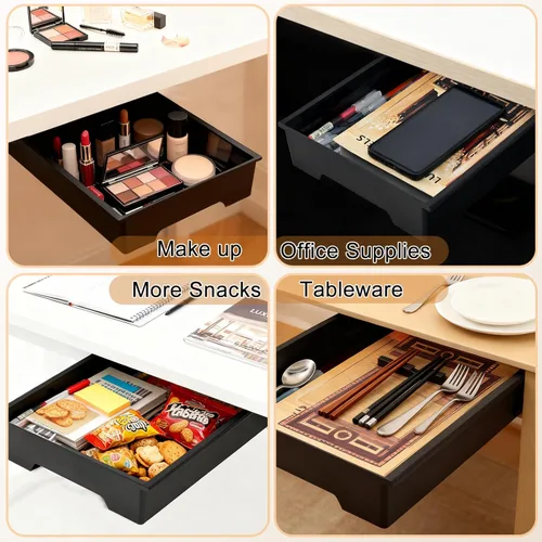 Miniatura 6 de Organizador de cajones debajo del escritorio, almacenamiento de cajones oculto autoadhesivo, organizador de escritorio deslizante, organizador