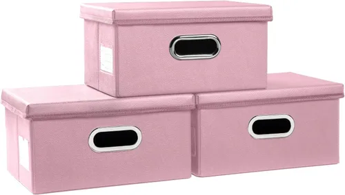 Miniatura 17 de PRANDOM - Cajas de almacenamiento grandes apilables con tapas (paquete de 5 unidades), contenedores organizadores de almacenamiento plegables
