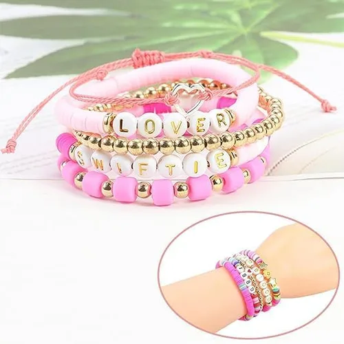 Miniatura 4 de SALBFL Pulseras elásticas para mujer, pulseras de cuentas, pulseras con dijes para mujeres, conjunto de pulseras, pulseras apilables, pulsera