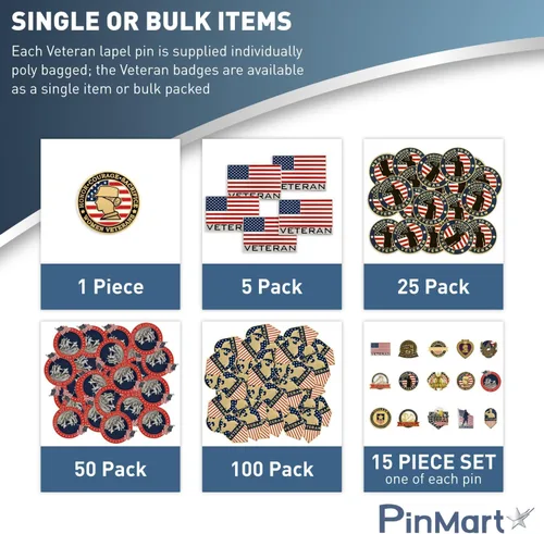 Miniatura 7 de PinMart Pin de veterano Pin patriótico americano de solapa o sombrero Orgulloso de ser retirado ejército, marina, fuerza aérea o cuerpo de marina
