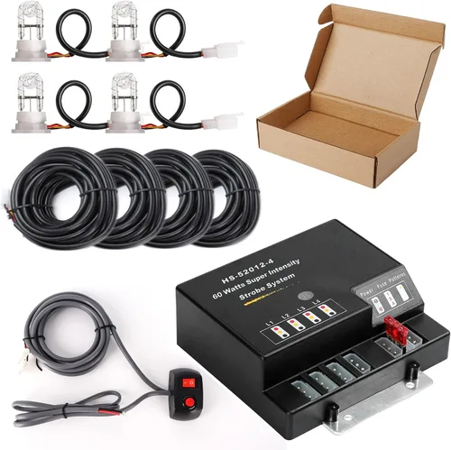 Miniatura 7 de Hideaway - Kit de luces estroboscópicas 4 bombillas HID 13 modos intermitentes función de recuperación de memoria, cable de alimentación de 16 pies