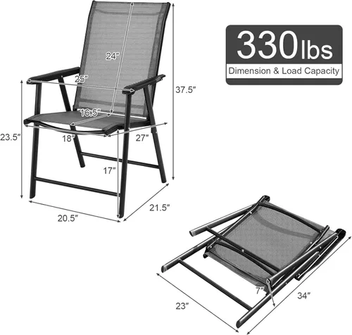 Miniatura 3 de S AFSTAR - Sillas plegables para patio, silla portátil con reposabrazos para exteriores, jardín, jardín, piscina Gris