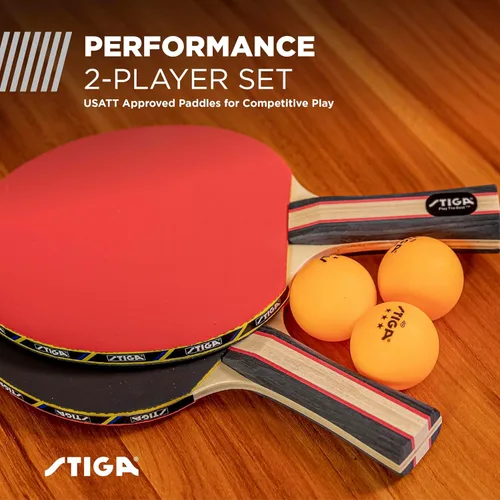 Miniatura 2 de STIGA Performance 2 or 4 Player Table Tennis Set – USATT Approved Rackets and 3-Star Balls – 5-Ply Blade & Flared Handle – Perfect for Skill