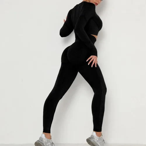 Miniatura 2 de Lu's Chic Conjunto corto de dos piezas para mujer, conjunto de yoga y entrenamiento de cintura alta