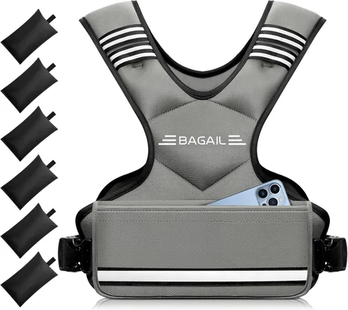 Miniatura 14 de BAGAIL Chaleco con peso ajustable para mujeres y hombres, 4-10 libras, 12-18 libras, 20-32 libras, chaleco de peso para entrenamientos en casa con 6