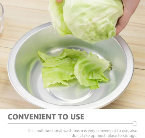 Miniatura 9 de BESTonZON Lavabo de aluminio olla de sopa frutas y verduras lavado espesar cocina olla multiusos lavabo mezclador bol versátil