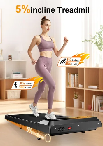 Miniatura 4 de Gkyet Gold Walking Pad with 5% Incline, 2.5HP Quiet Under Desk Treadmill for Home Office, 265 LBS Capacity, Portable Slim Walking Pad Treadmill with