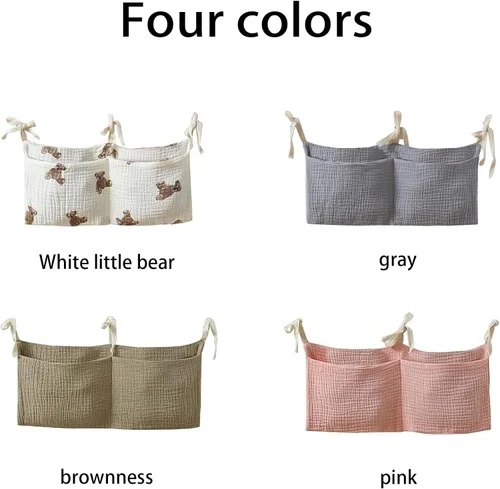 Miniatura 3 de Bolsa colgante de cabecera para guardar biberones y mantas de leche para bebés - Bolsa organizadora de cama plegable para pañales para bebés - Gris