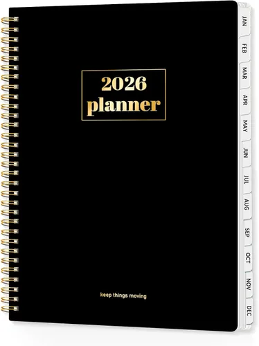 Miniatura 17 de SUNEE Agenda 2026, agenda semanal y mensual, enero de 2026 a diciembre de 2026, agenda diaria con pestañas, páginas de notas, encuadernación en Negro