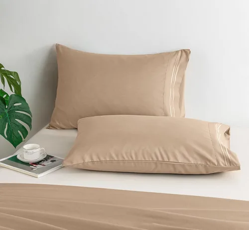 Miniatura 3 de P Pothuiny Fundas de almohada 100% microfibra – Fundas de almohada beige súper suaves de 20 x 30 pulgadas – Juego de 2 fundas de almohada