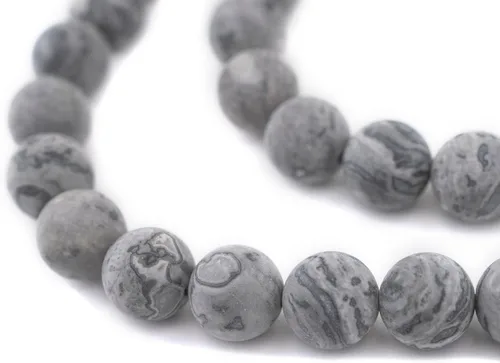 Miniatura 170 de The Bead Chest Cuentas de Jade Blanco Mate Redondas (8mm): Piedra Preciosa Orgánica Redonda Esférica de Energía con Poder de Sanación para Hacer