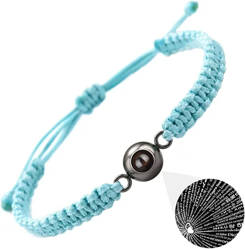 Miniatura 3 de Pulseras, elegante pulsera para parejas con 100 idiomas "I Loves You" Proyección en cristales mate piedra portátil para aniversarios