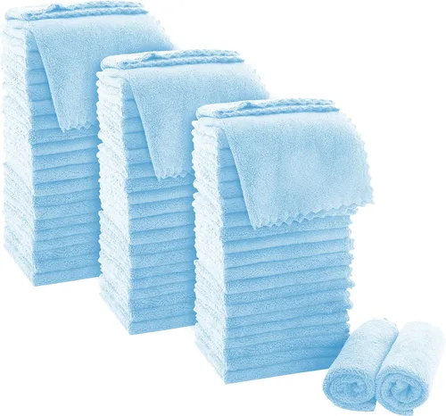 Miniatura 11 de MOONQUEEN Juego de Toallitas Ultra Suaves Premium - 12 x 12 pulgadas - Paquete de 72 - Secado Rápido - Paños de Baño de Terciopelo Coral Altamente