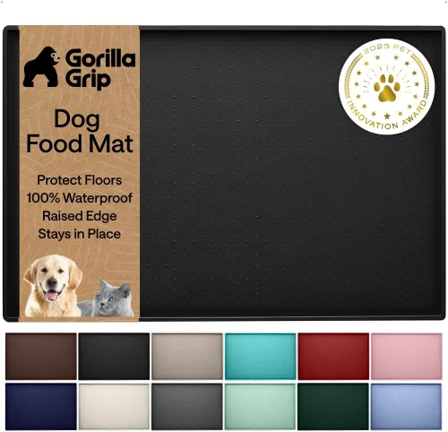 Miniatura 12 de GORILLA GRIP - Alfombrilla de silicona 100% impermeable con bordes elevados, sin BPA, para mascotas, tapetes para comida de perros y gatos, contiene