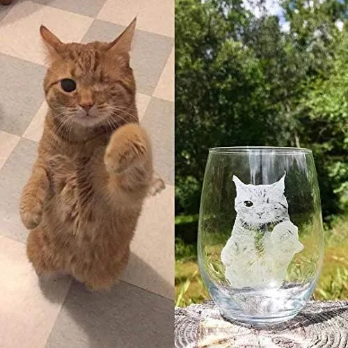 Miniatura 4 de Vidrio grabado personalizado para mascotas, copa de vino grabada, imagen de mascota personalizada, vidrio grabado conmemorativo de mascotas, imagen