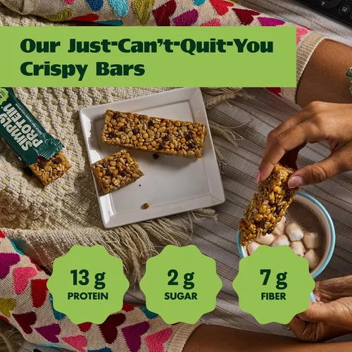 Miniatura 3 de Simply Protein - Barras crujientes de canela y nuez - Barras de proteínas a base de plantas - Bajo en carbohidratos, bajo en azúcar, alta fibra