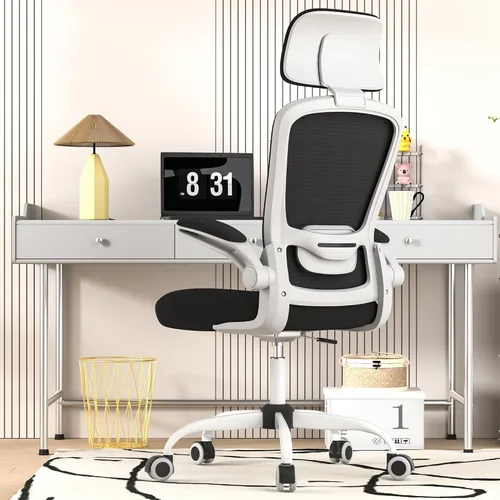 Silla de oficina ergonómica para largas horas sentado, alivio del dolor de espalda y cuello, soporte lumbar ajustable y reposacabezas, asiento de