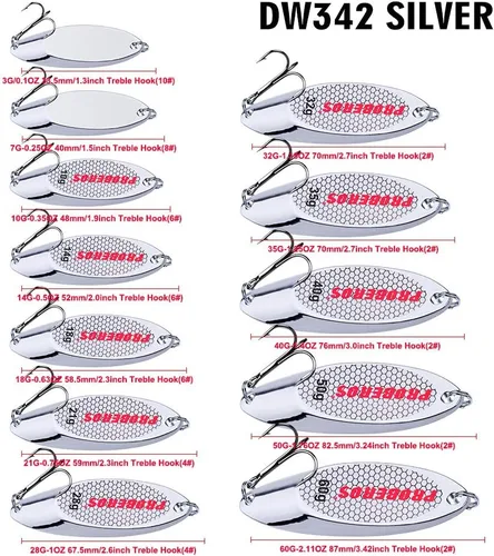 Miniatura 2 de PROBEROS Cucharas de pesca señuelos cebos para lubina, aparejos de cebo de jigging con ganchos agudos, cuchara de metal duro, señuelo de pesca