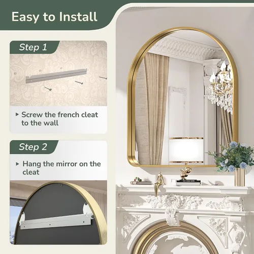 Miniatura 205 de TokeShimi - Espejo para pared de baño, espejo de tocador con marco de metal de aleación de aluminio mate cepillado e inoxidable, decoración rústica