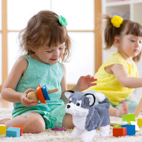 Miniatura 6 de WorWoder Cachorro de peluche de Alaska, perro electrónico interactivo para mascotas, caminar, ladrar, mover la cola, estirar, animal de compañía