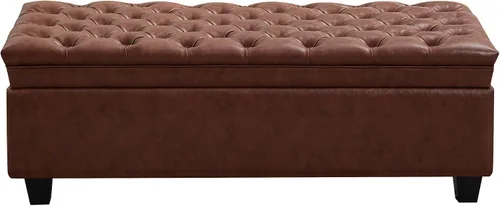 Miniatura 15 de WUTUTUEE Banco Otomán de Almacenamiento de Tela de 51", Banco Otomán de Almacenamiento Rectangular Tapizado Acolchado para Pie de Cama, Banco