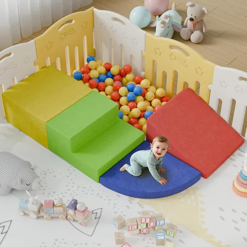 Miniatura 9 de 4 piezas de bloques de espuma para escalar para niños pequeños, gimnasio de escalada para bebés con espuma de ultra alta densidad para gatear
