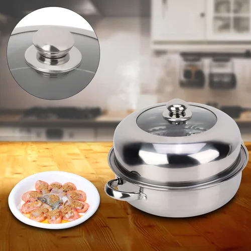 Miniatura 2 de Olla de vapor multifuncional de acero inoxidable de una sola capa, olla de vapor de alimentos olla olla de vapor para el hogar olla para cocinar