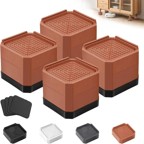Miniatura 15 de Elevadores de cama para muebles – Elevador de bloque rectangular ajustable para elevar 1.5-3 pulgadas y 4.3 pulgadas camas, mesas, sofás