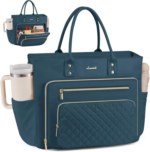 Miniatura 10 de LOVEVOOK Bolsa Tote para Maestras para Mujeres Trabajo, Bolsa para Laptop Bolsa Tote de Trabajo Bolsas de Enfermera Con Portavasos Grande, Maletín
