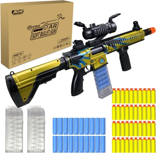 Miniatura 7 de AGM MASTECH Pistola de espuma 416, modelo de expulsión de carcasa con 40 dardos, 2 remagas. Equipo táctico realista para juegos de CS, partidos al