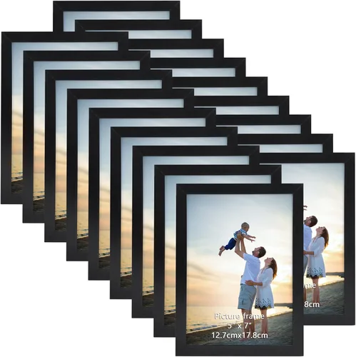 Miniatura 8 de Hoikwo 18 paquetes de marcos de fotos de plástico negro de 3.5x5 multifuncionales con cubierta de plástico para fotos familiares, obras de arte