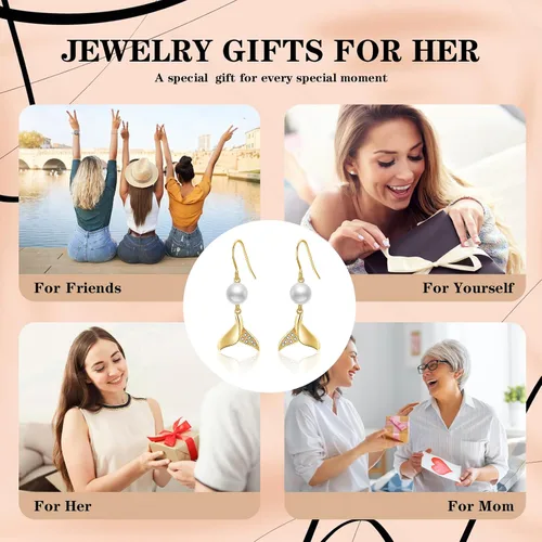 Miniatura 6 de Aretes de oro de 14 quilates, aretes de oro macizo, joyas, regalos de Navidad para mujeres y niñas